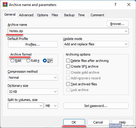 How to create archives in WinRAR